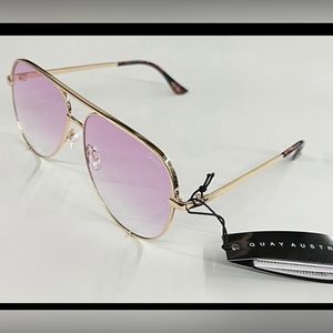 Quay Australia HIGH KEY SHIFT AVIATOR GLASSES IN GOLD/ PINK